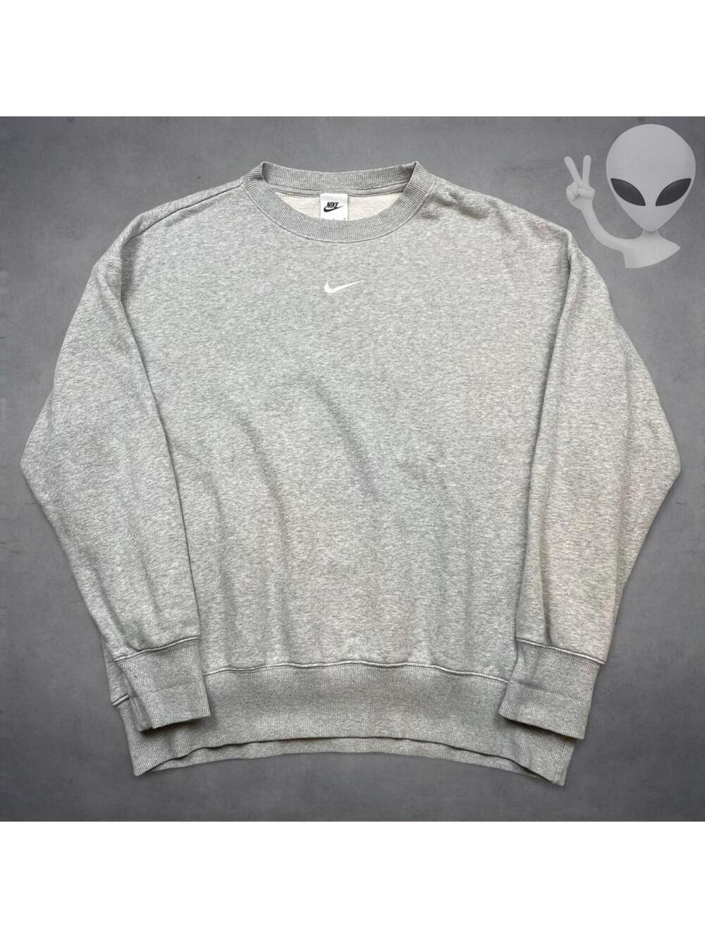 Nike Solo Swoosh Crewneck Sweatshirt Mens M Gray Center Mini Swoosh
